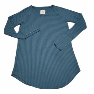 Chaser Waffle Knit Button Sleeve Top Size S‎